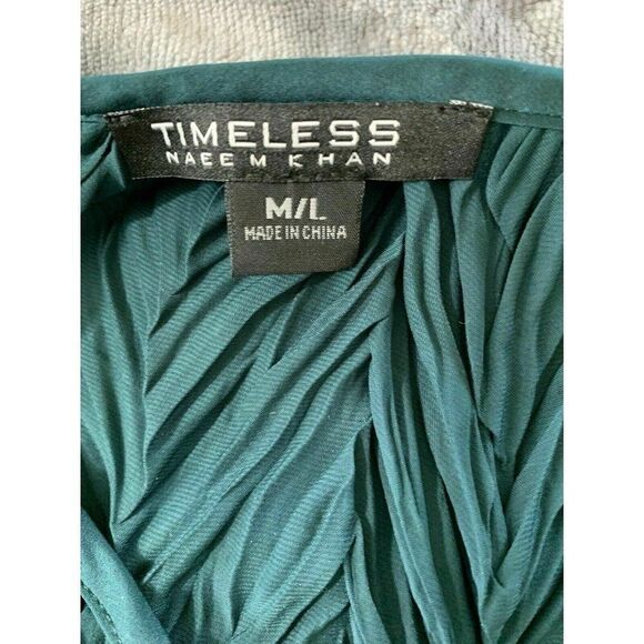 Timeless Naeem Khan Womens Solid Pine Green Short Sleeve Mini Dress Medium Large - Picture 6 of 7